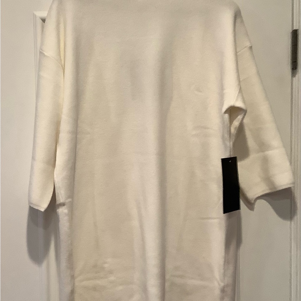 Pomander Place Sweater Dress Winter White Mini Dress Size Medium 3/4 Sleeves NEW - Picture 1 of 10